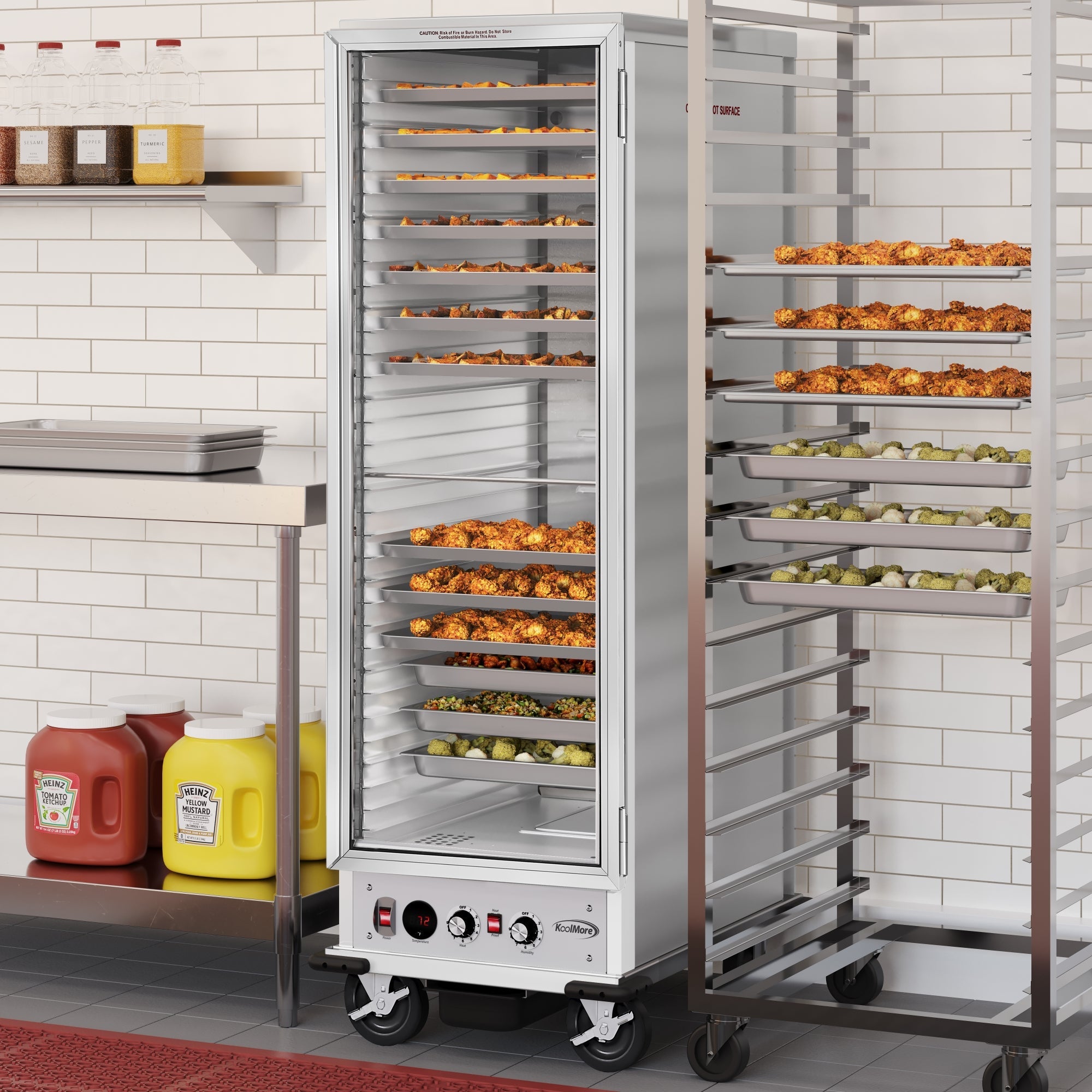 33 in. Commercial Insulated Heated Holding/Proofing Cabinet with Glass Door and 36-Pan Capacity in Silver