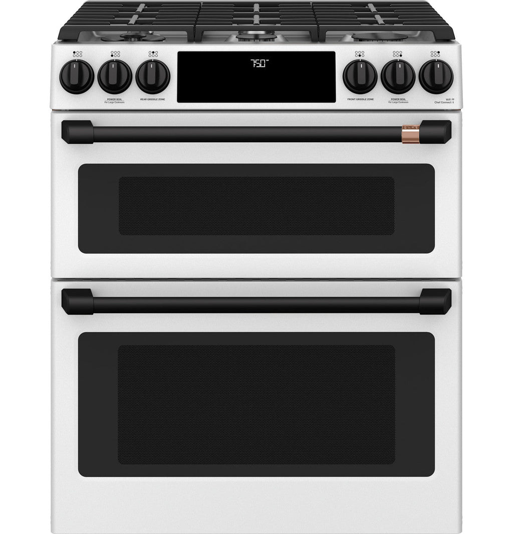CAFÉ™ 30" Smart Slide-In, Front-Control, Gas Double-Oven Range with Convection