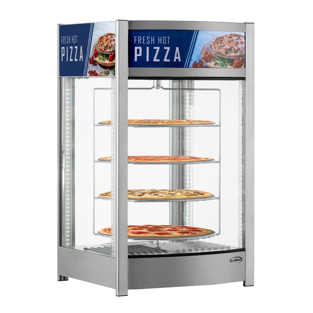 18 in. Commercial Pizza Display Warmer for 12 in. Pies with 4 Rotating Racks in Stainless-Steel