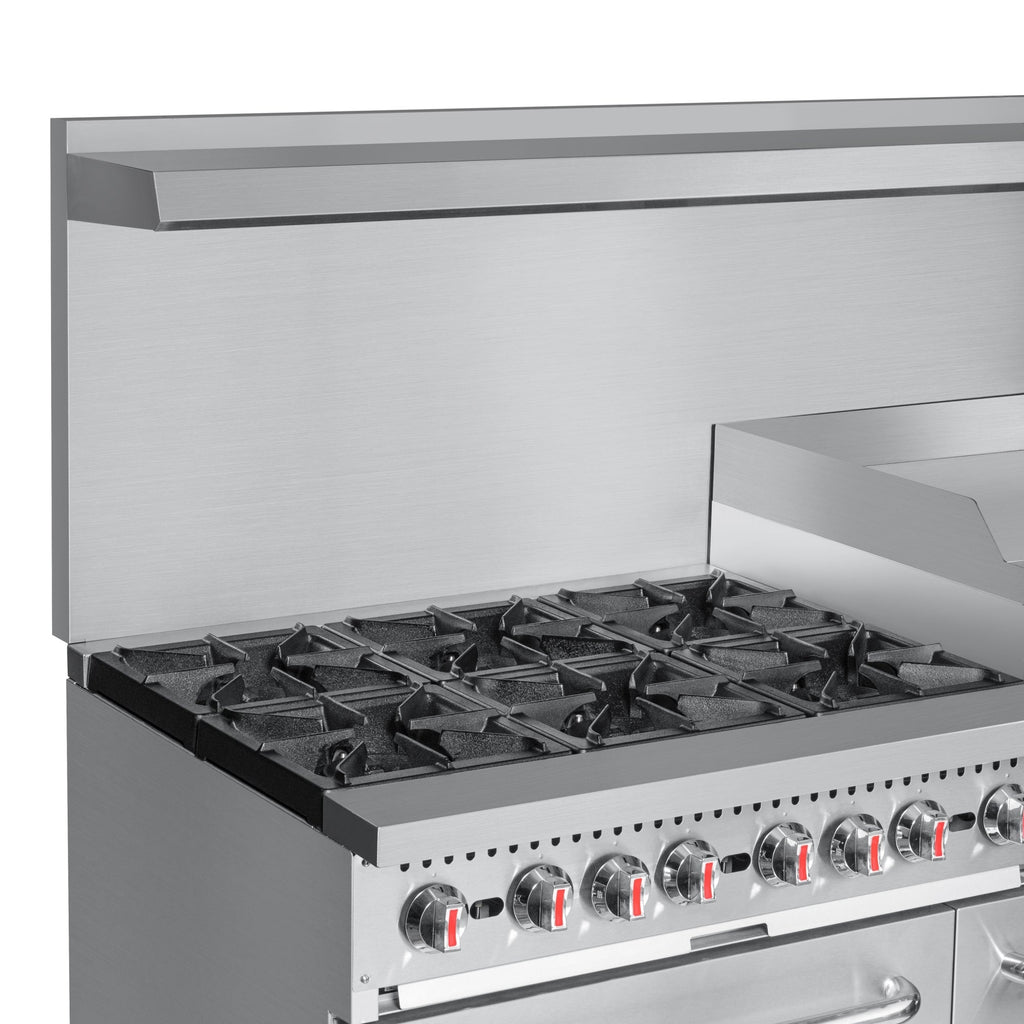 60 in. Commercial LP Range with 24 in. Griddle and Broiler in Stainless-Steel