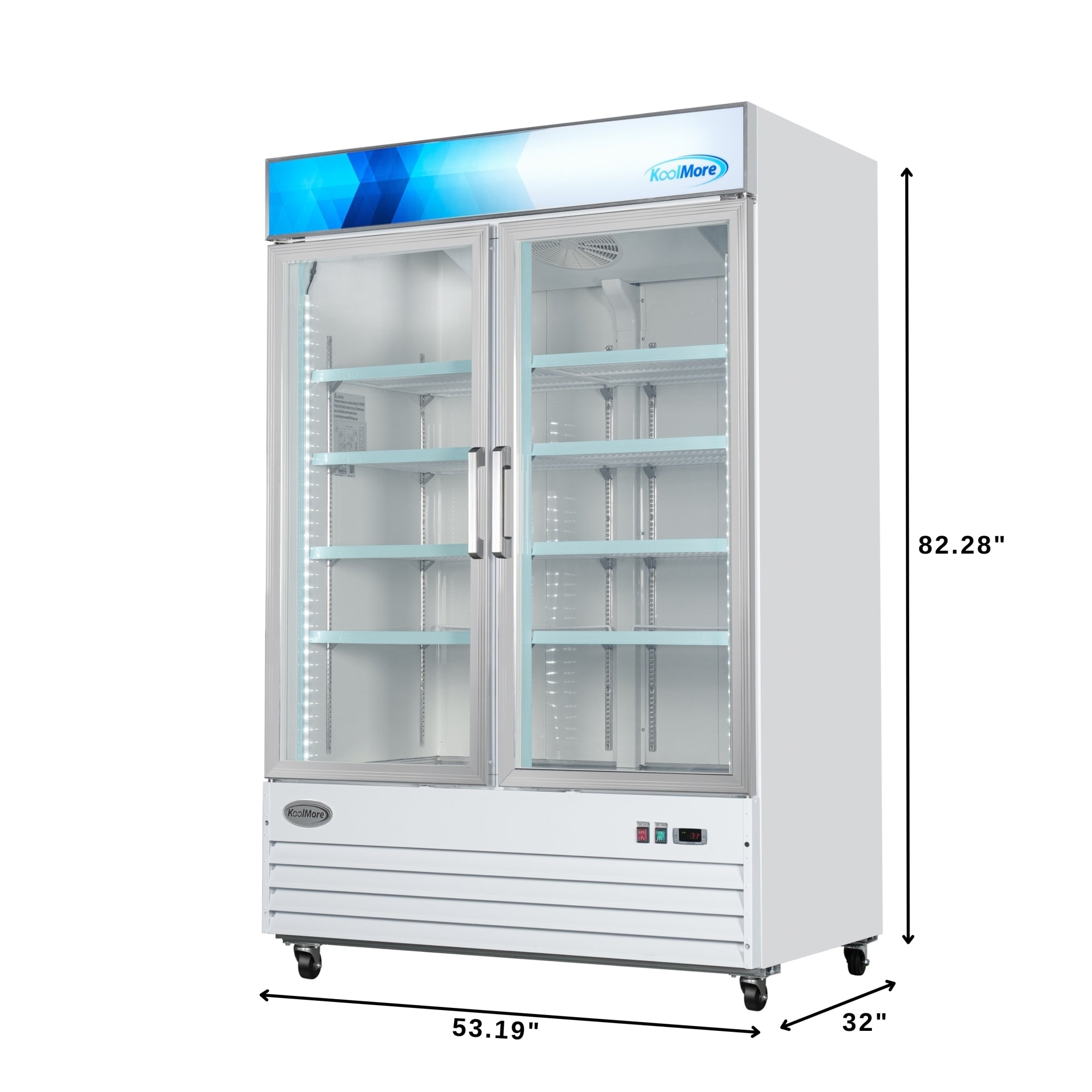 53 in. 2-Door Commercial Display Merchandiser Freezer 45 cu. ft. in White