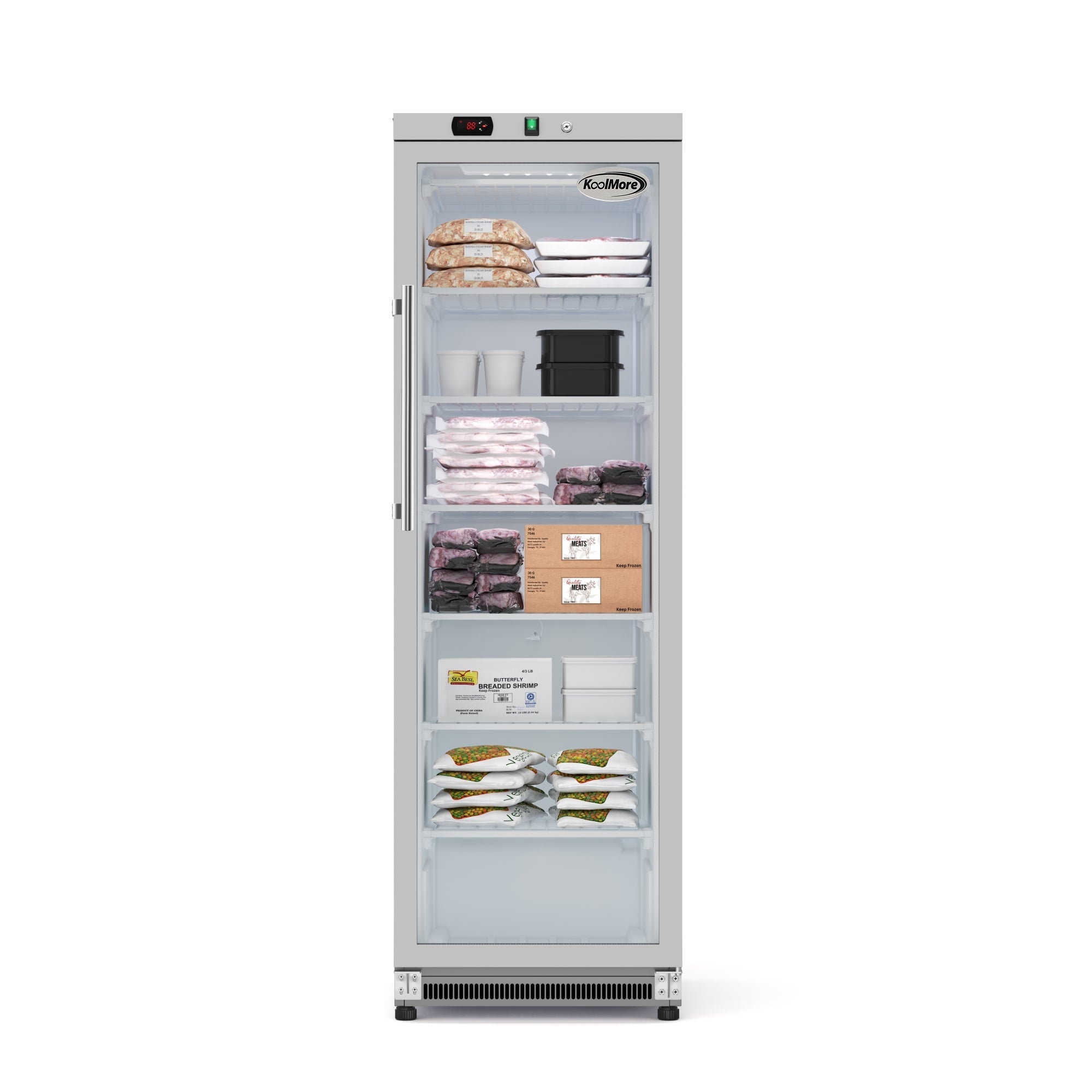 12 Cu. ft. Commercial Freezer with Glass Door in Stainless Steel - Manual Defrost