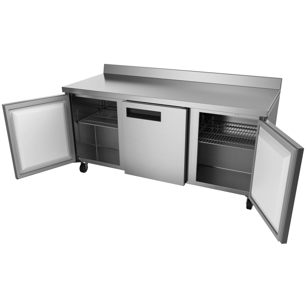 72 in. Three-Door Worktop Refrigerator With 3.5 in. Backsplash - 16.9 Cu Ft.