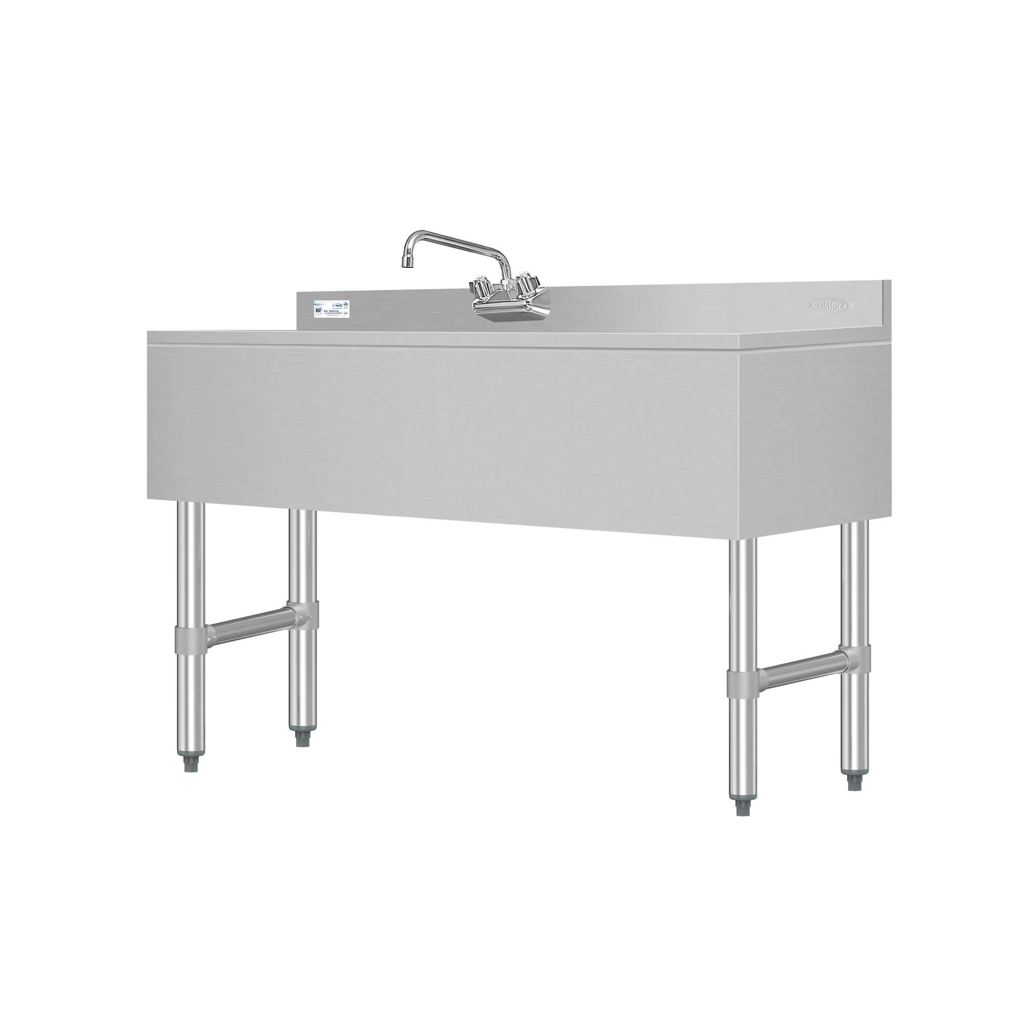 48 in. Three-Compartment Commercial Under-Bar Sink with 3 in. Backsplash, Right Drainboard and Low Lead Faucet, NSF Certified in Stainless Steel