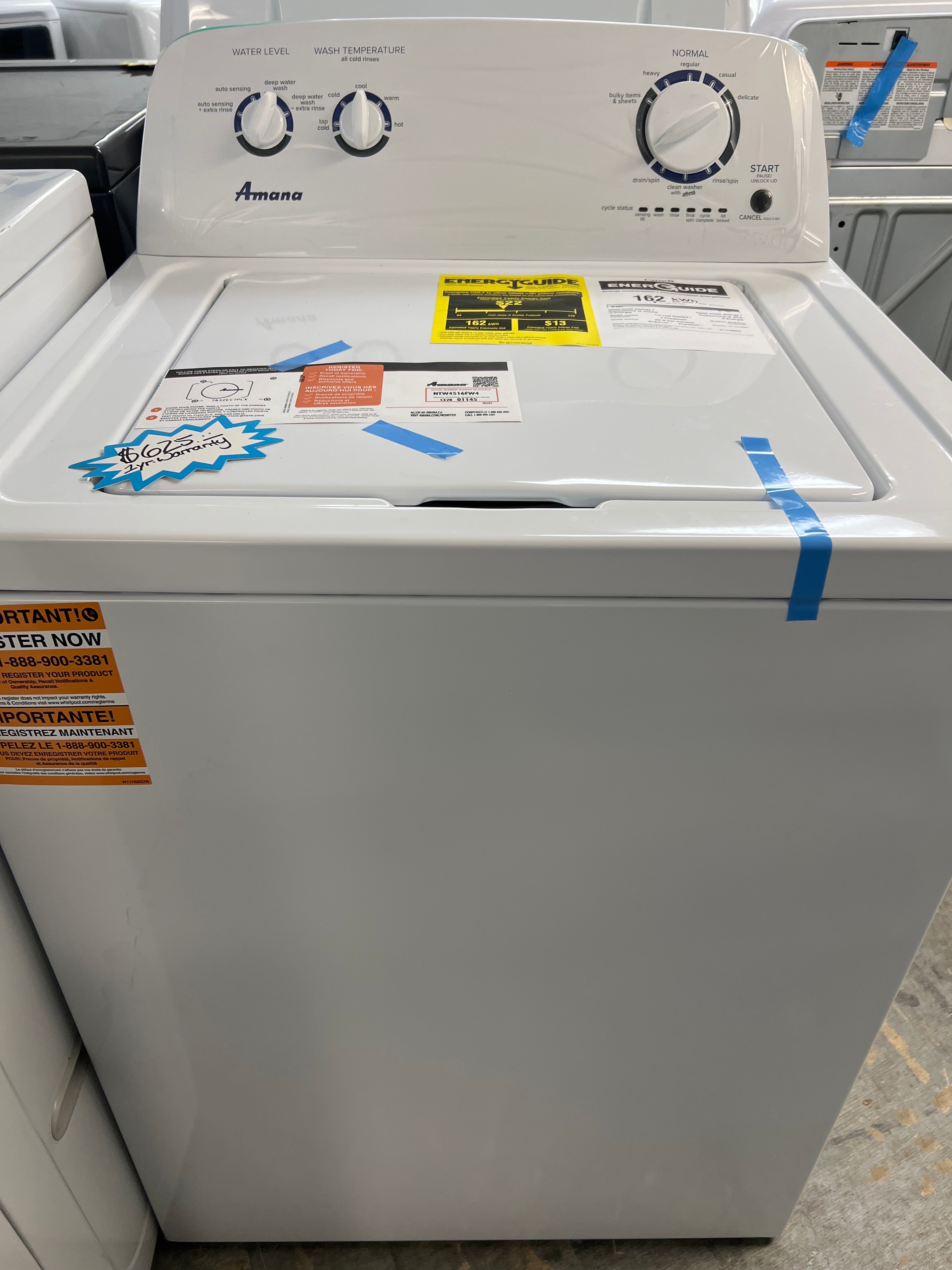 New!! Amana 3.8 cu. ft. Top Loading High Efficiency Top Load Washer