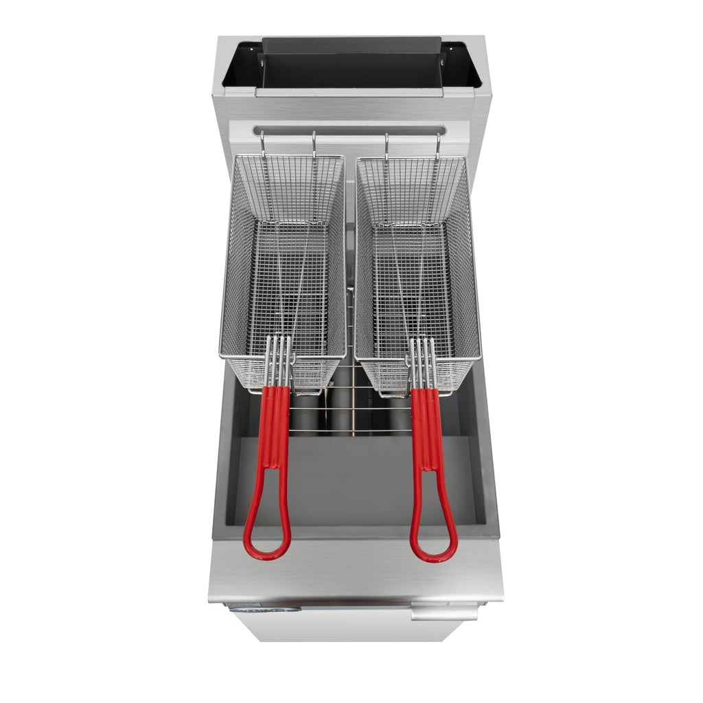 40 lb. Floor Standing Liquid Propane Commercial Fryer with 90,000 BTU in Stainless-Steel, ETL Listed