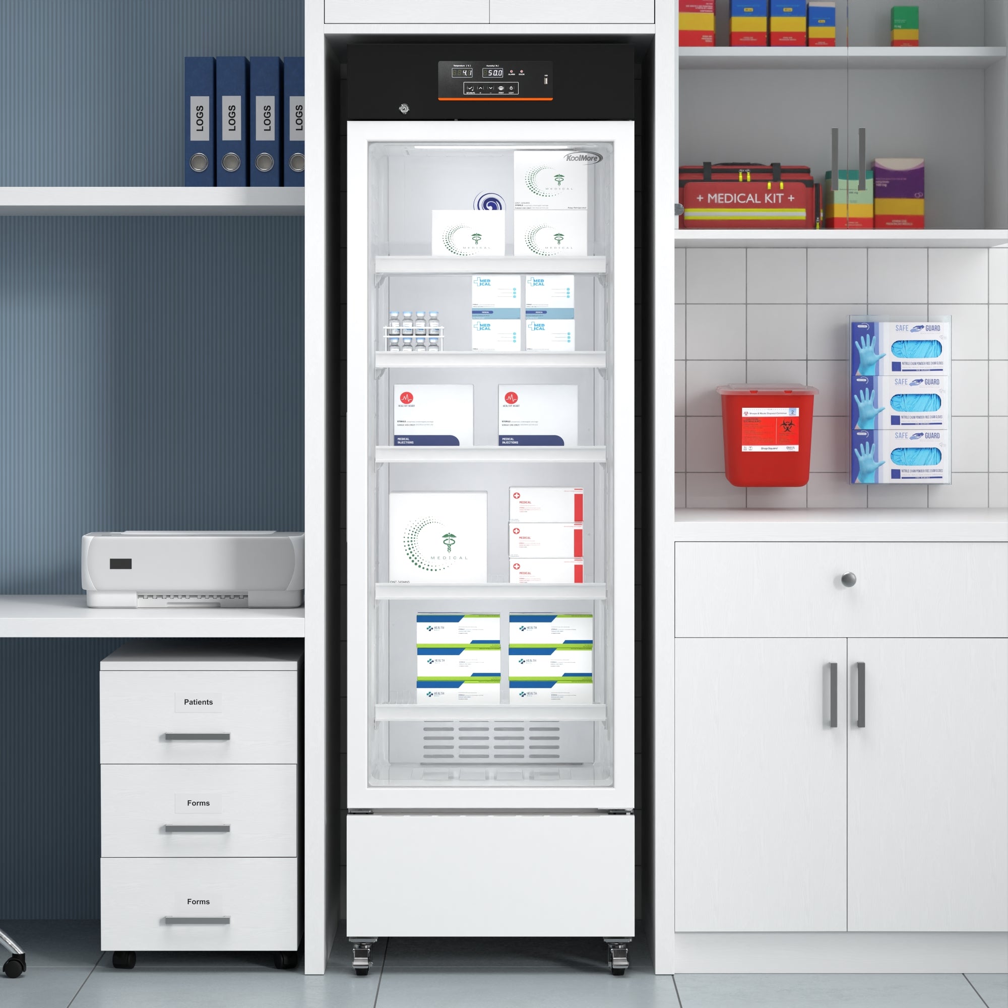 24 in. 11 cu. ft. Medical Pharmacy Refrigerator With Multi-Level Emergency Alarms in White, UL Listed