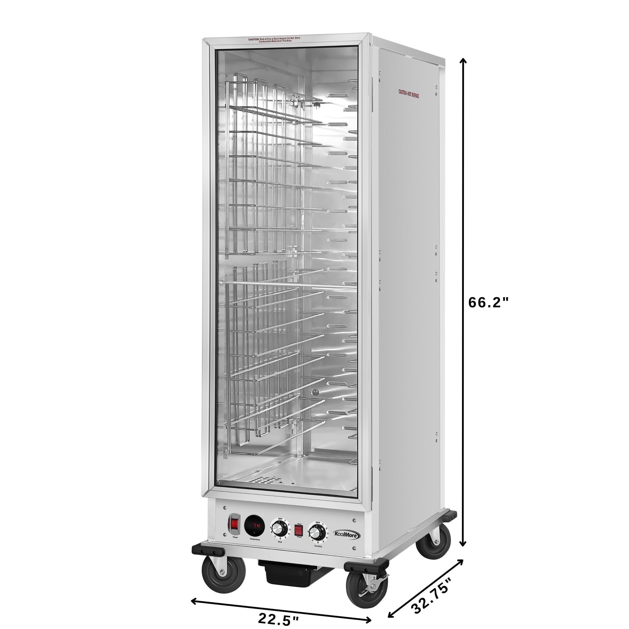 33 in. Commercial Non-Insulated Heated Holding/Proofing Cabinet with Glass Door and Wire Racks in Silver
