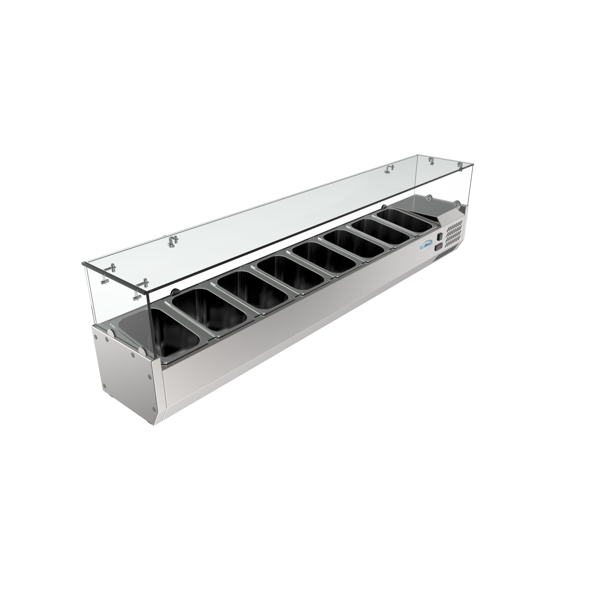 71 in. Eight Pan Refrigerated Countertop Condiment Prep Station