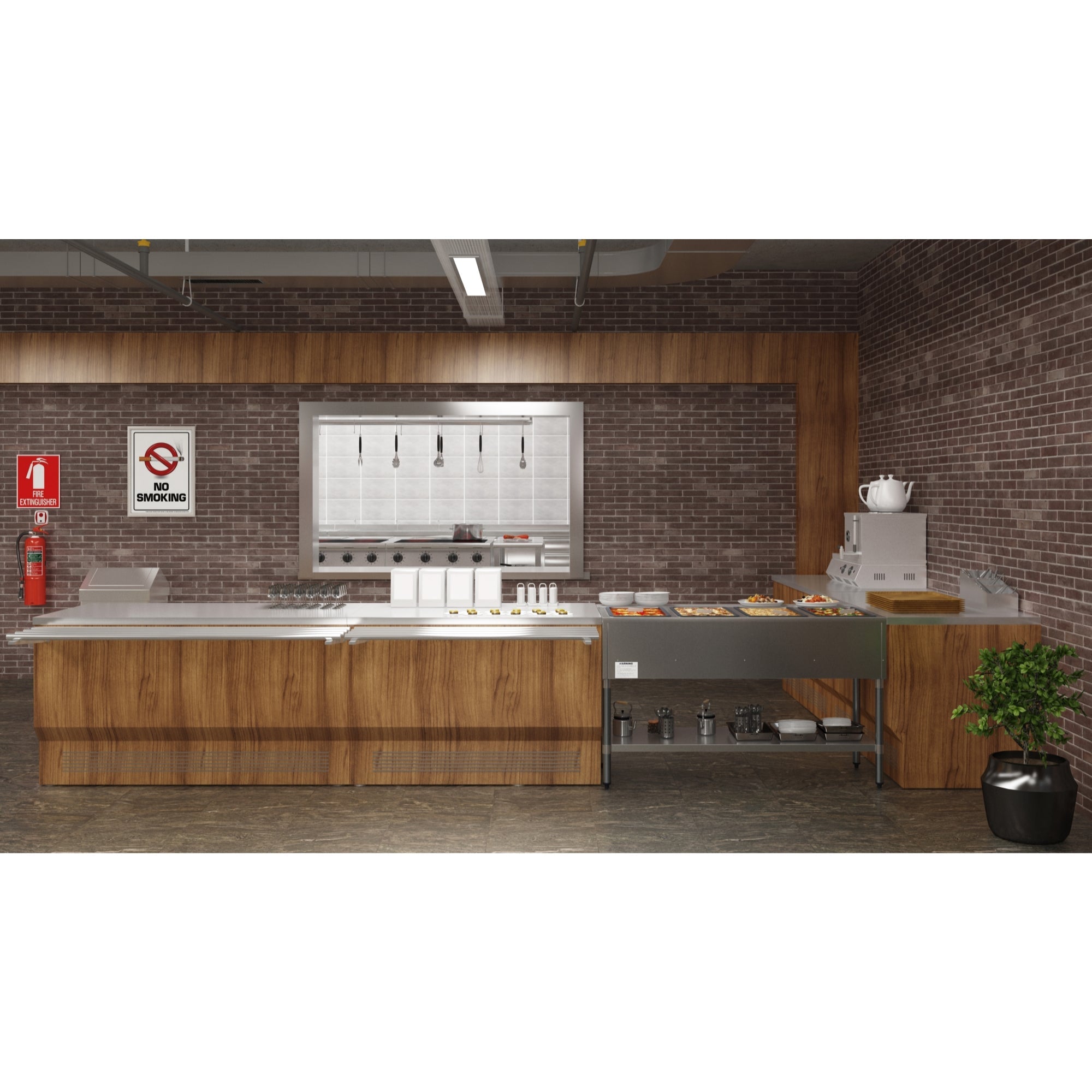 Four Pan Open Well Electric Steam Table with Undershelf