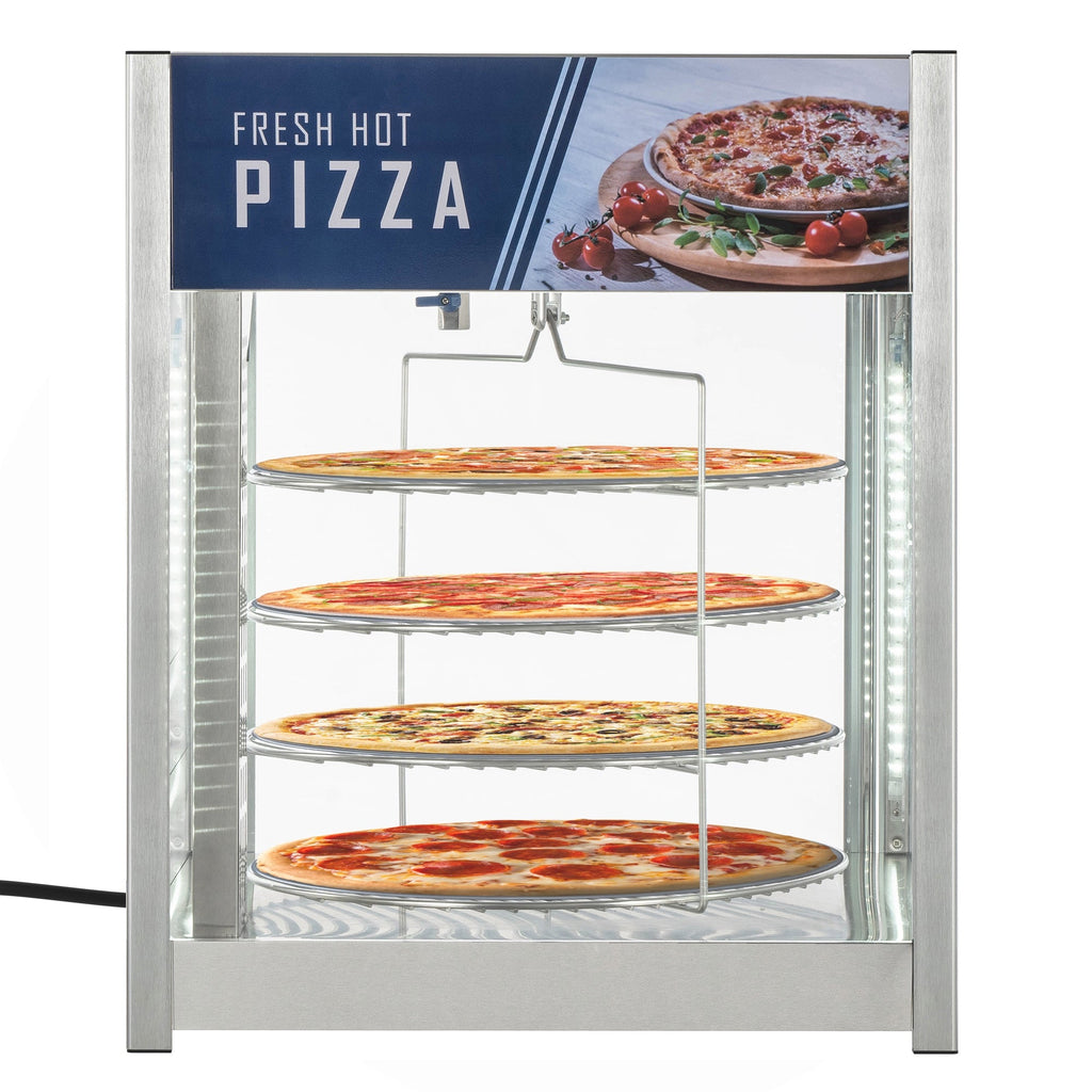 24 in. Commercial Pizza Display Warmer for 18 in. Pies with 4 Rotating Racks in Stainless-Steel