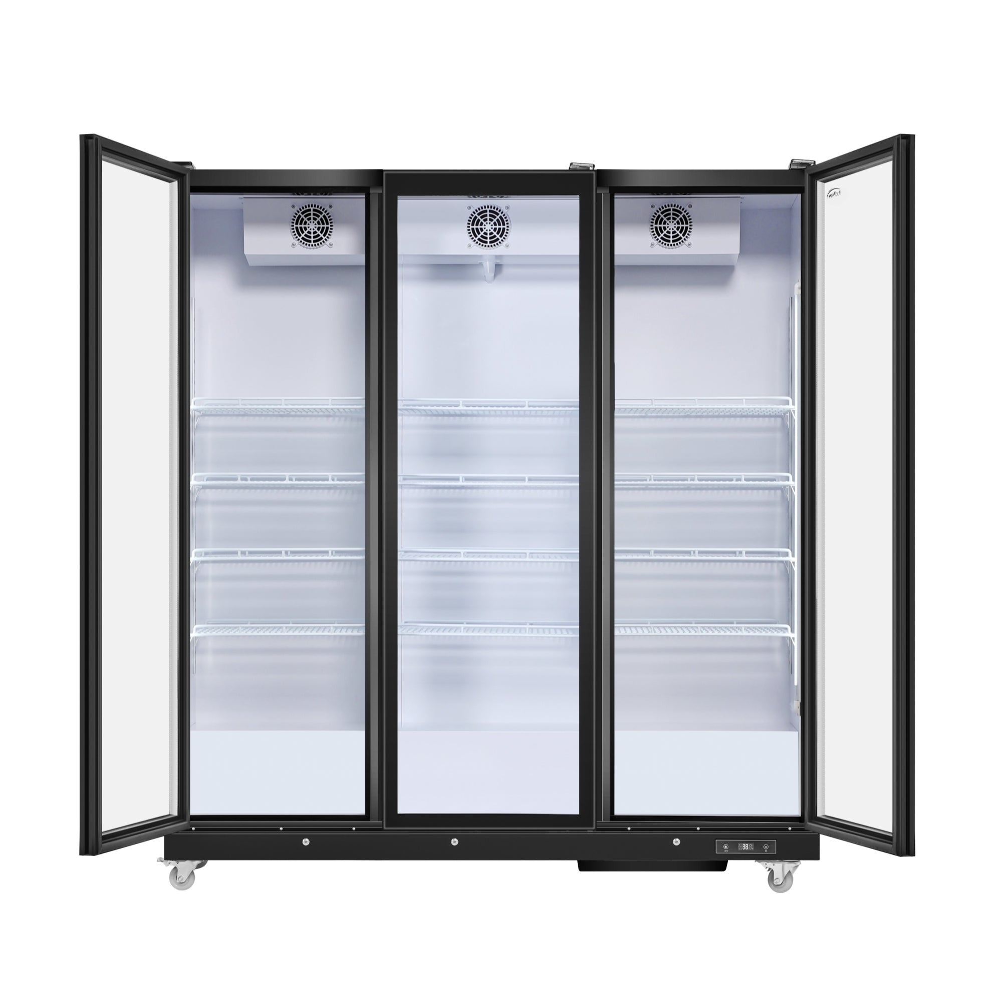 71 in. Commercial 3 Fully Glass Door Merchandiser Refrigerator, 46 cu. ft., ETL Listed in Black