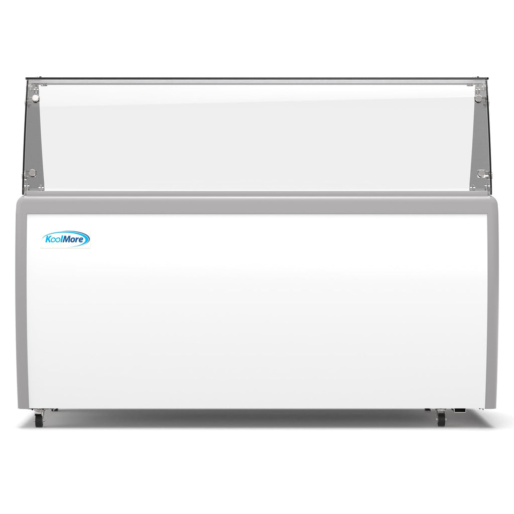 70 in. 12 Tub Ice Cream Dipping Cabinet Display Freezer with Sliding Glass Door and Sneeze Guard, 20 cu. ft.