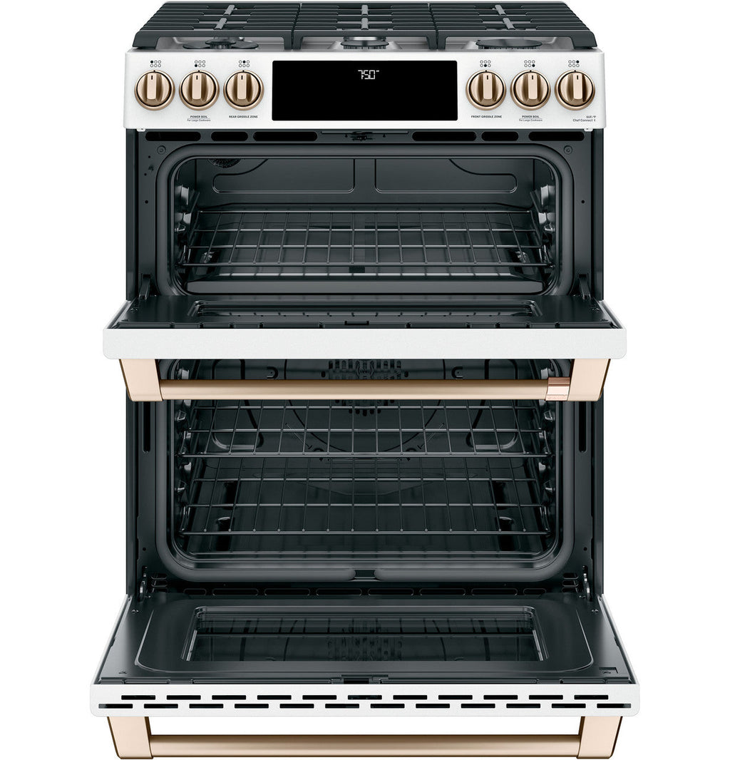 CAFÉ™ 30" Smart Slide-In, Front-Control, Gas Double-Oven Range with Convection