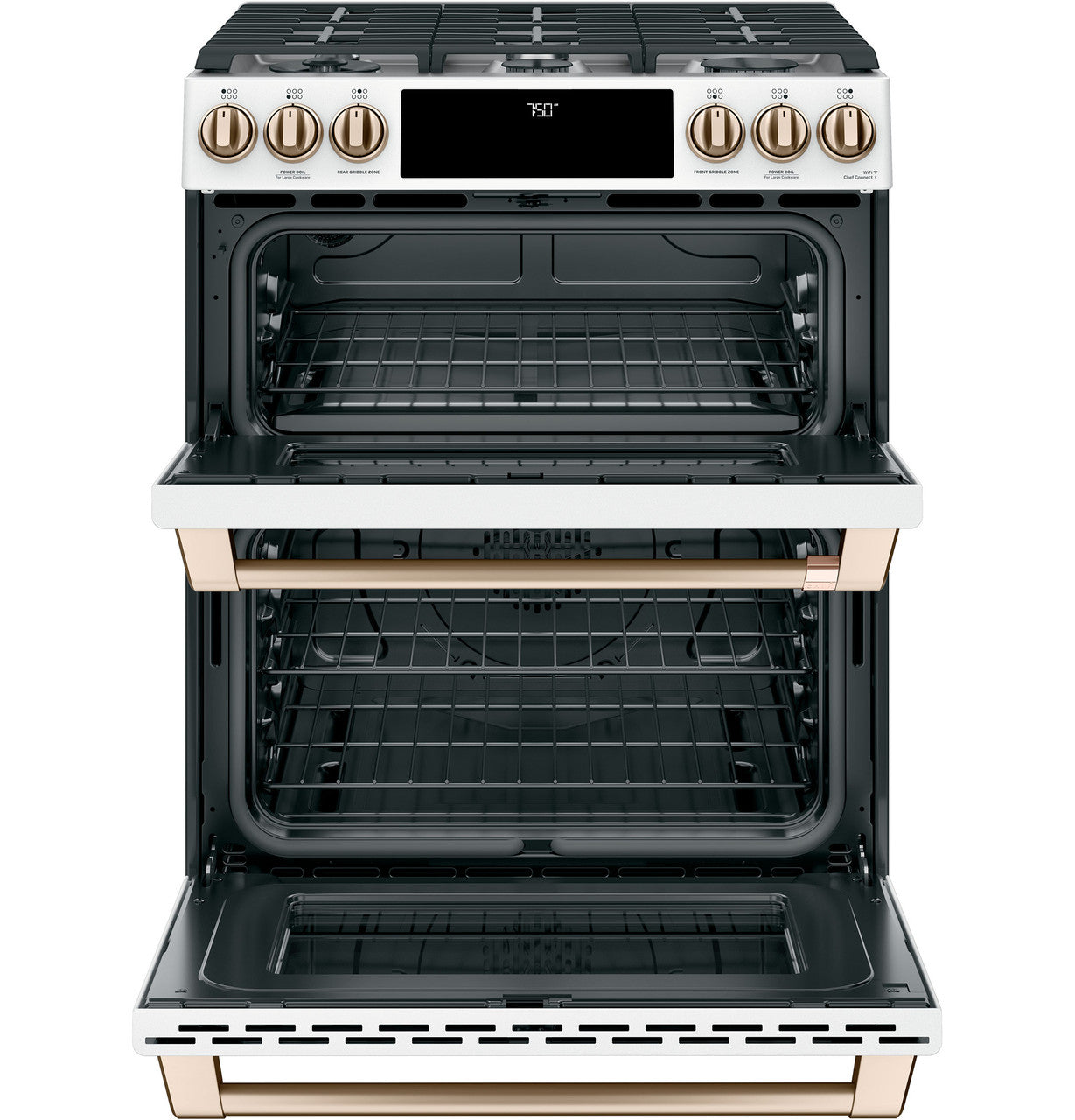 CAFÉ™ 30" Smart Slide-In, Front-Control, Gas Double-Oven Range with Convection