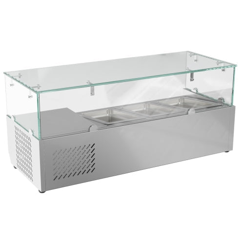 40 in. Three Pan Refrigerated Countertop Condiment Prep Station