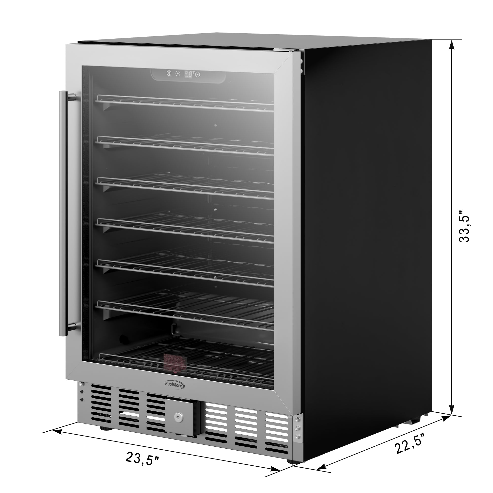 23.4 in. Stainless Steel, Glass-Door Built-In Refrigerator and Beverage Cooler, 5 Cu. ft.