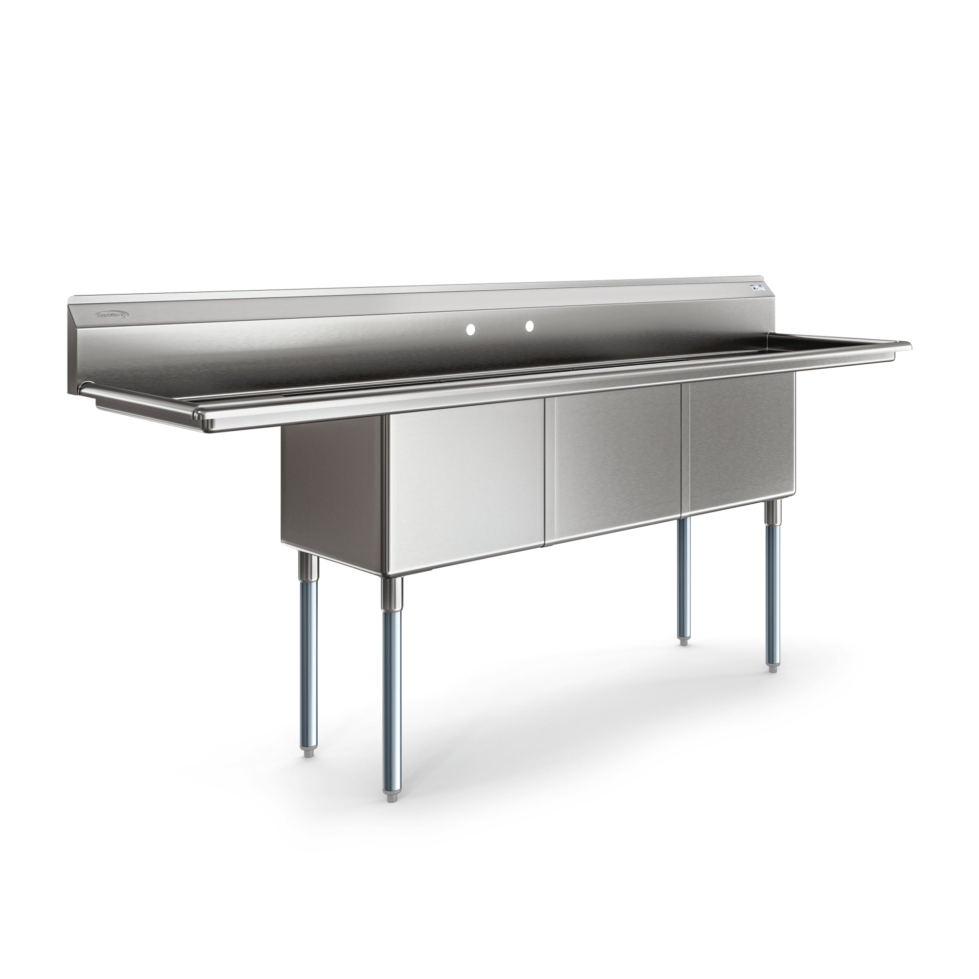 90 in. Three Compartment Commercial Sink Bowl Size 18x18x14 18-Gauge Stainless-Steel with 2 Drainboards