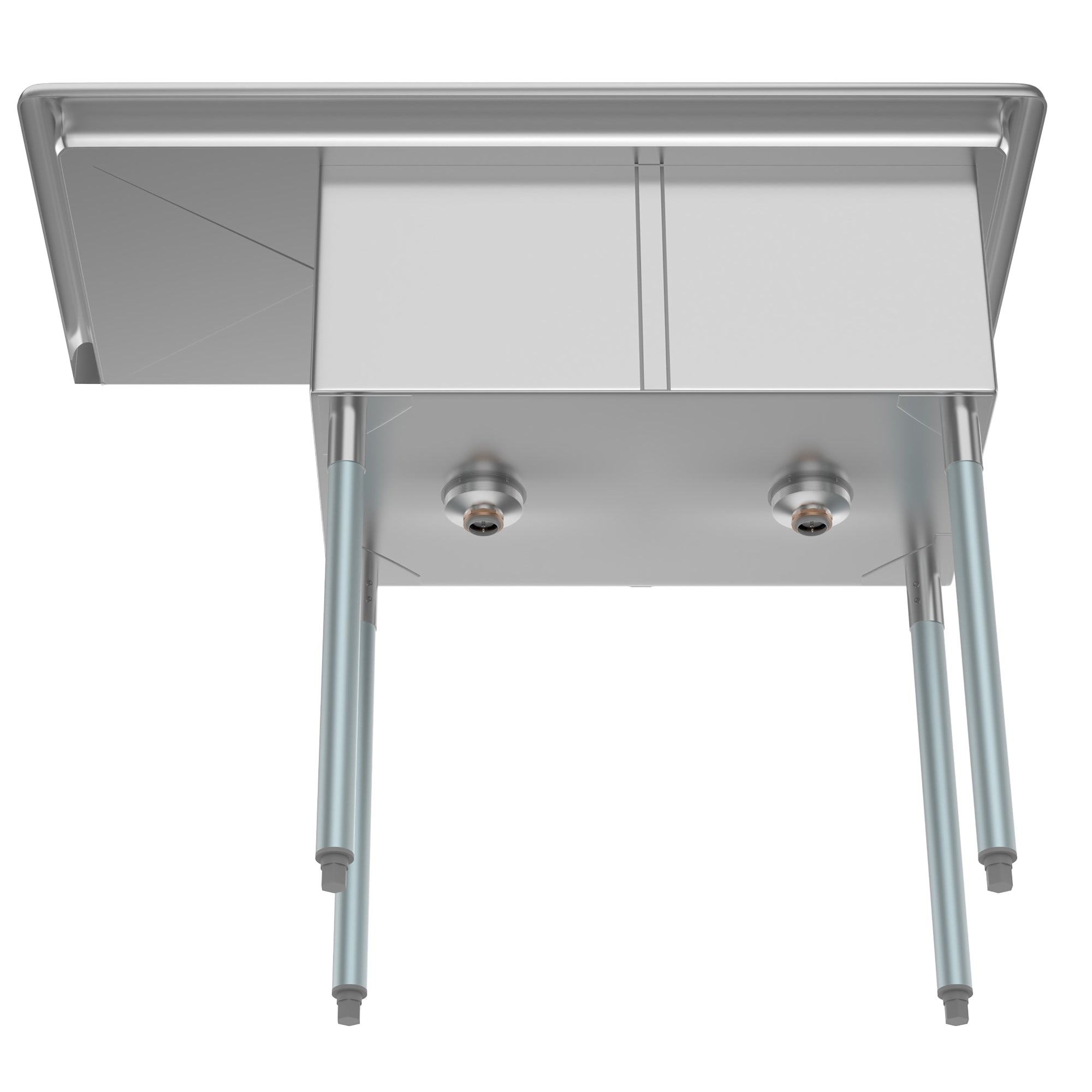 43 in. Two Compartment Stainless Steel Commercial Sink with Drainboard, Bowl Size 14"x 16"x 11"