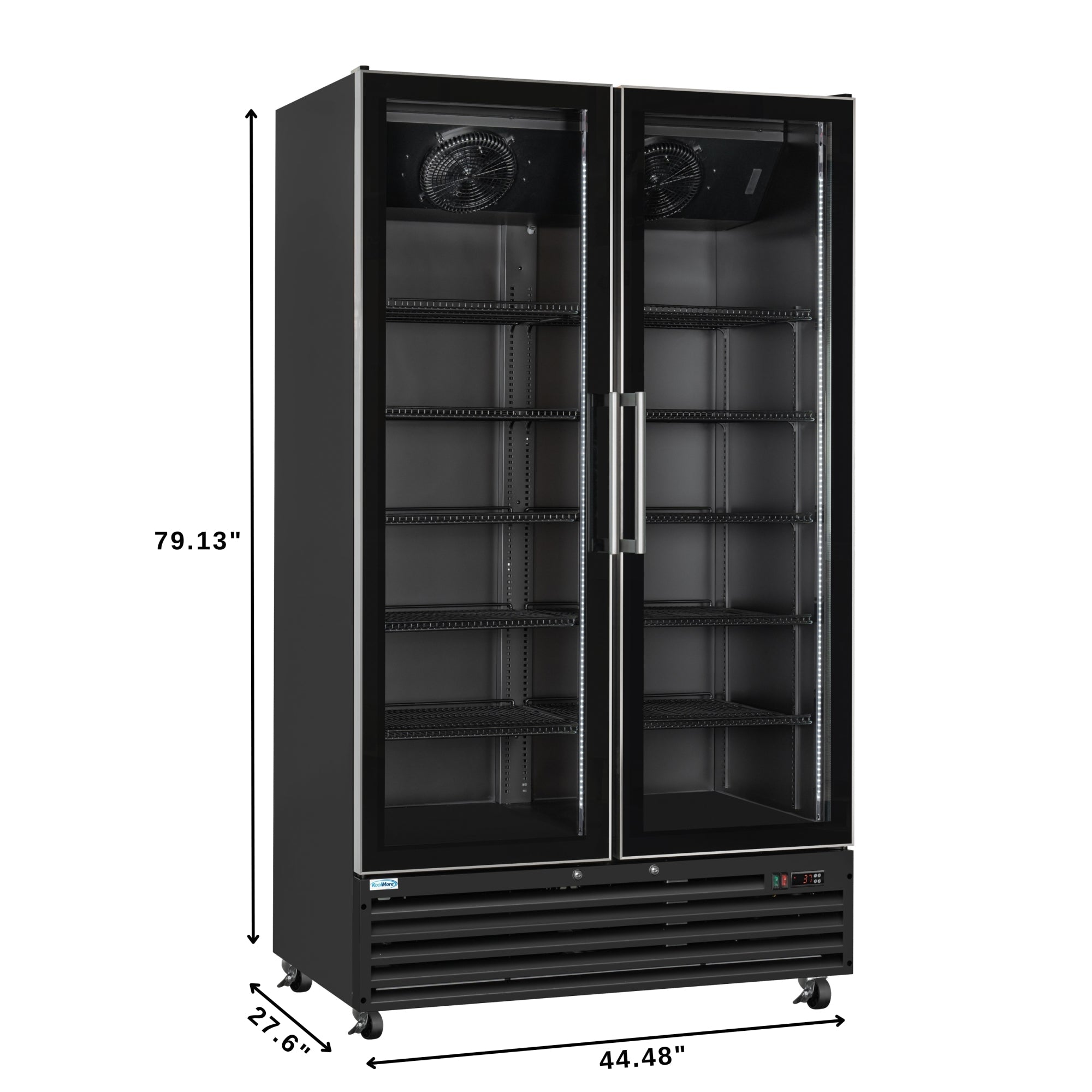 45 in. Two-Door Commercial Display Merchandiser Refrigerator in Sleek Black, 35 cu. ft. ETL Listed