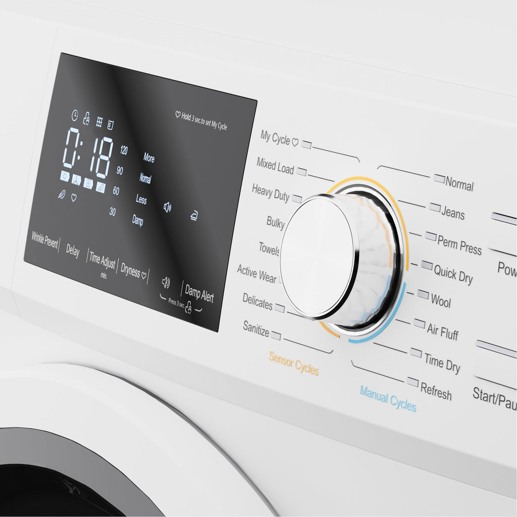 4.4 cu. ft. Large Capacity Stackable Ventless Front Load Dryer in White, 240V.