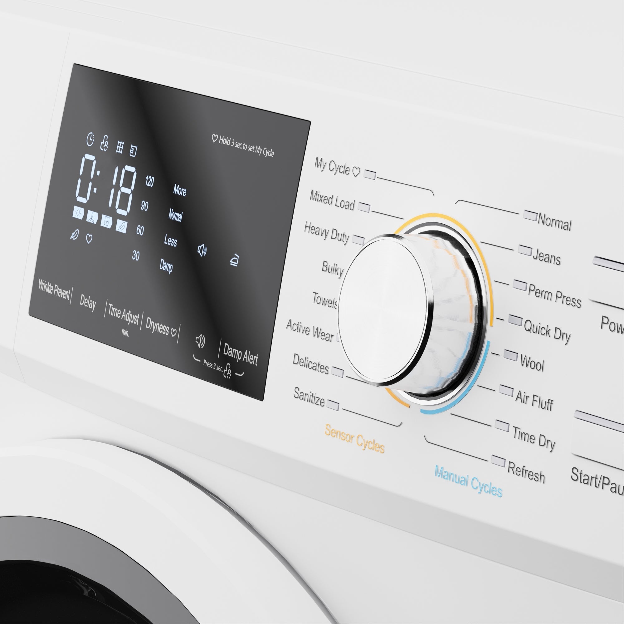 4.4 cu. ft. Large Capacity Stackable Ventless Front Load Dryer in White, 240V.