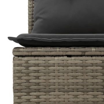 vidaXL Garden Sofa Set Grey PE rattan, powder-coated steel, tempered glass