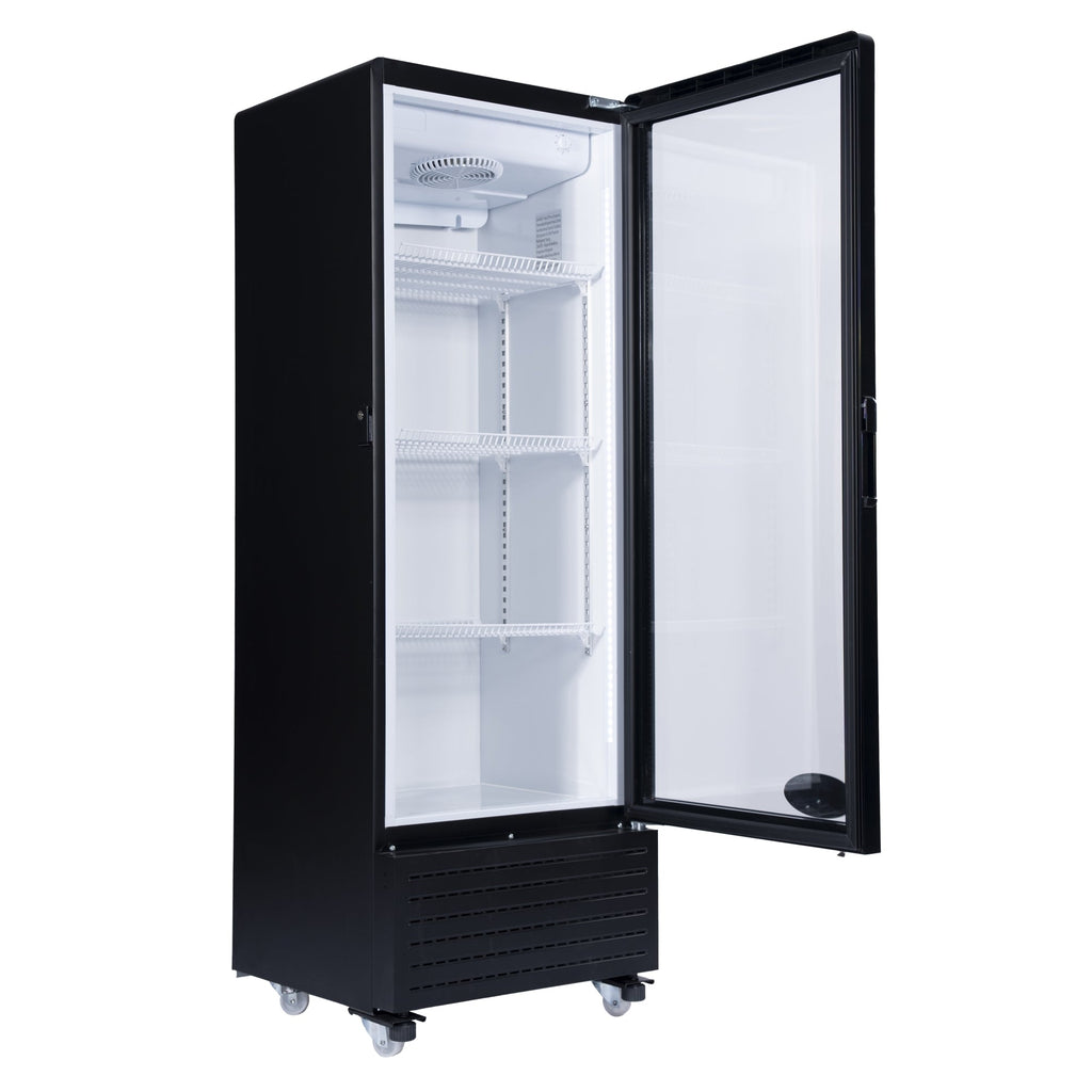 21 in. One Glass Door Commercial Display Merchandiser Refrigerator Cooler in Black, ETL Listed, 8 cu. ft.