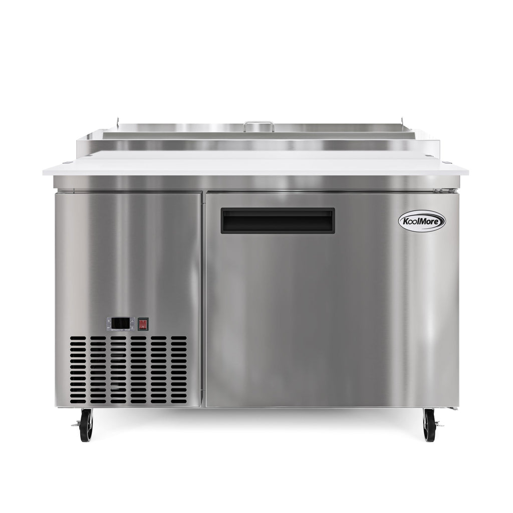 50 in. One Door Commercial Pizza Prep Refrigerator in Stainless-Steel