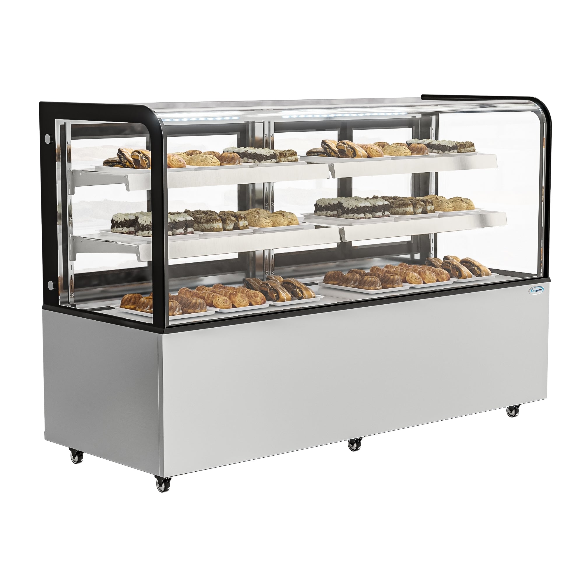 71 in. Dry Bakery Display Case with Front Curved Glass Protection, 20 cu ft.