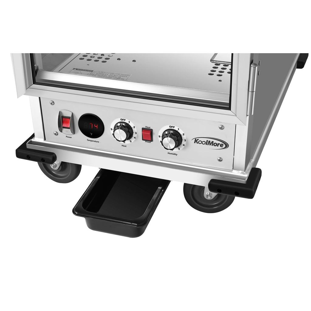 33 in. Commercial Half Size Non-Insulated 12-Pan Holding Cabinet with Wire Racks and Solid Dutch Doors in Silver