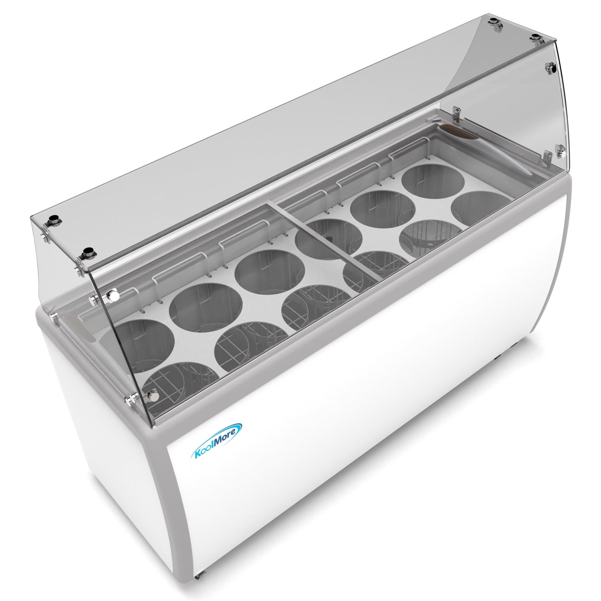 70 in. 12 Tub Ice Cream Dipping Cabinet Display Freezer with Sliding Glass Door and Sneeze Guard, 20 cu. ft.