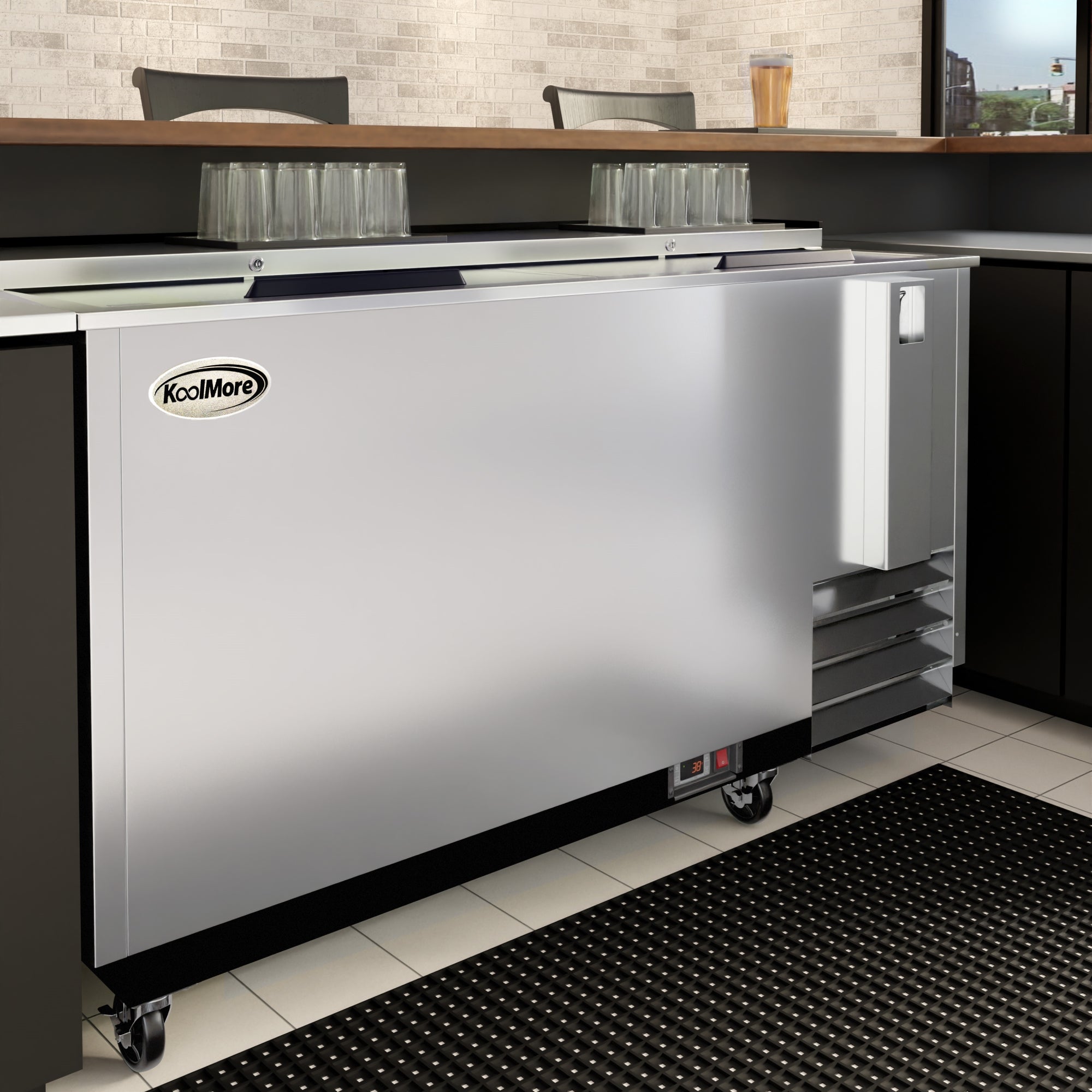 65 in. Commercial Bottle Cooler in Stainless-Steel with Built-In Opener, ETL Listed, 19 cu. ft.
