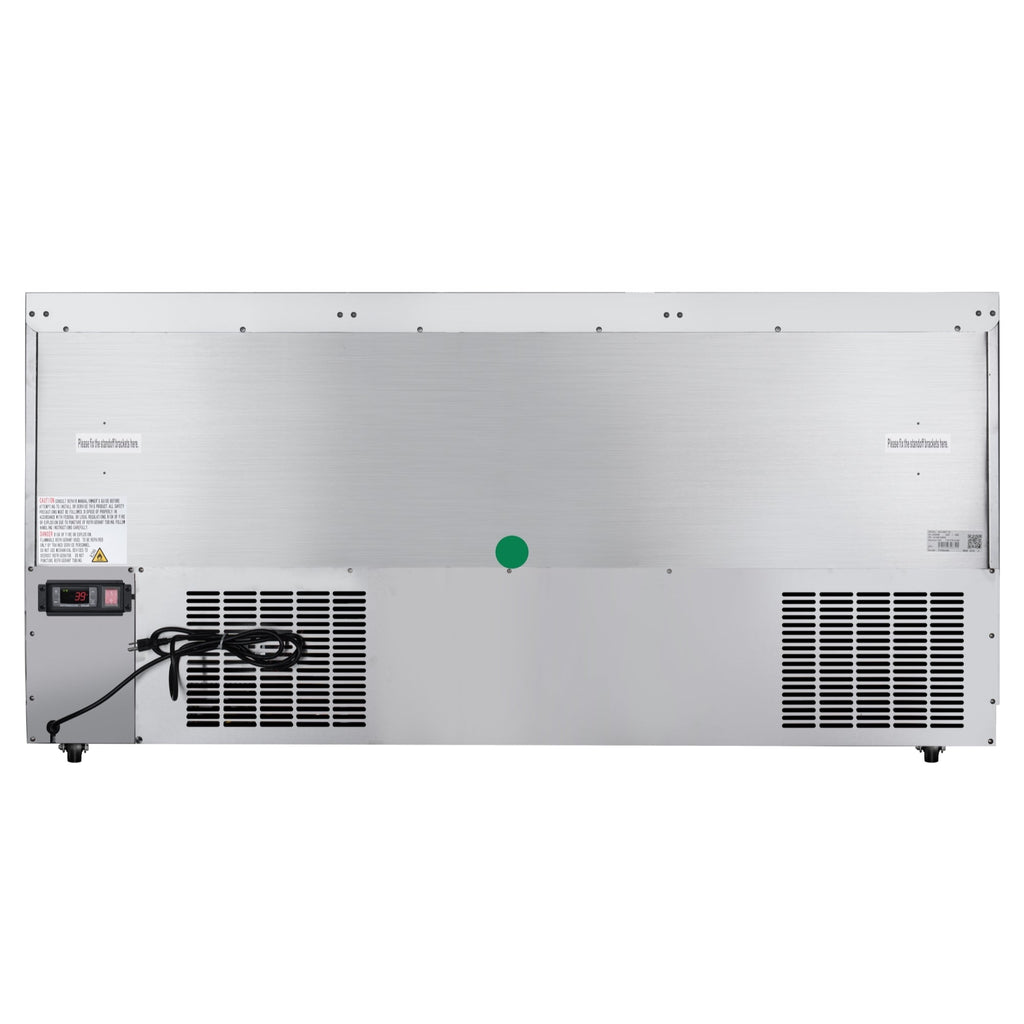 72 in. Commercial Refrigerated Prep Station Cold Table, Stainless-Steel Refrigerator with 15-Pan (Not Included) Capacity with Cover and Three Adjustable Shelves, ETL Listed