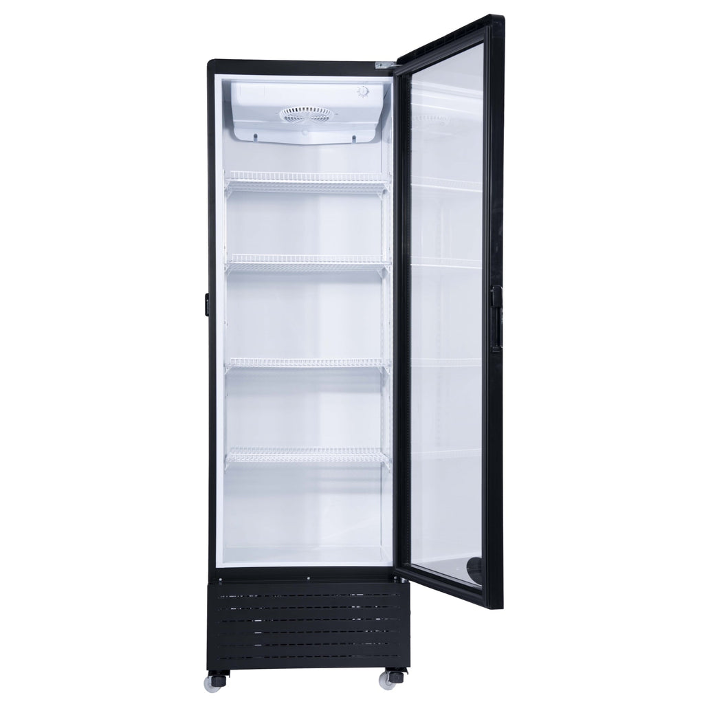 23 in. One Glass Door Commercial Display Merchandiser Refrigerator Cooler in Black, ETL Listed, 10 cu. ft.