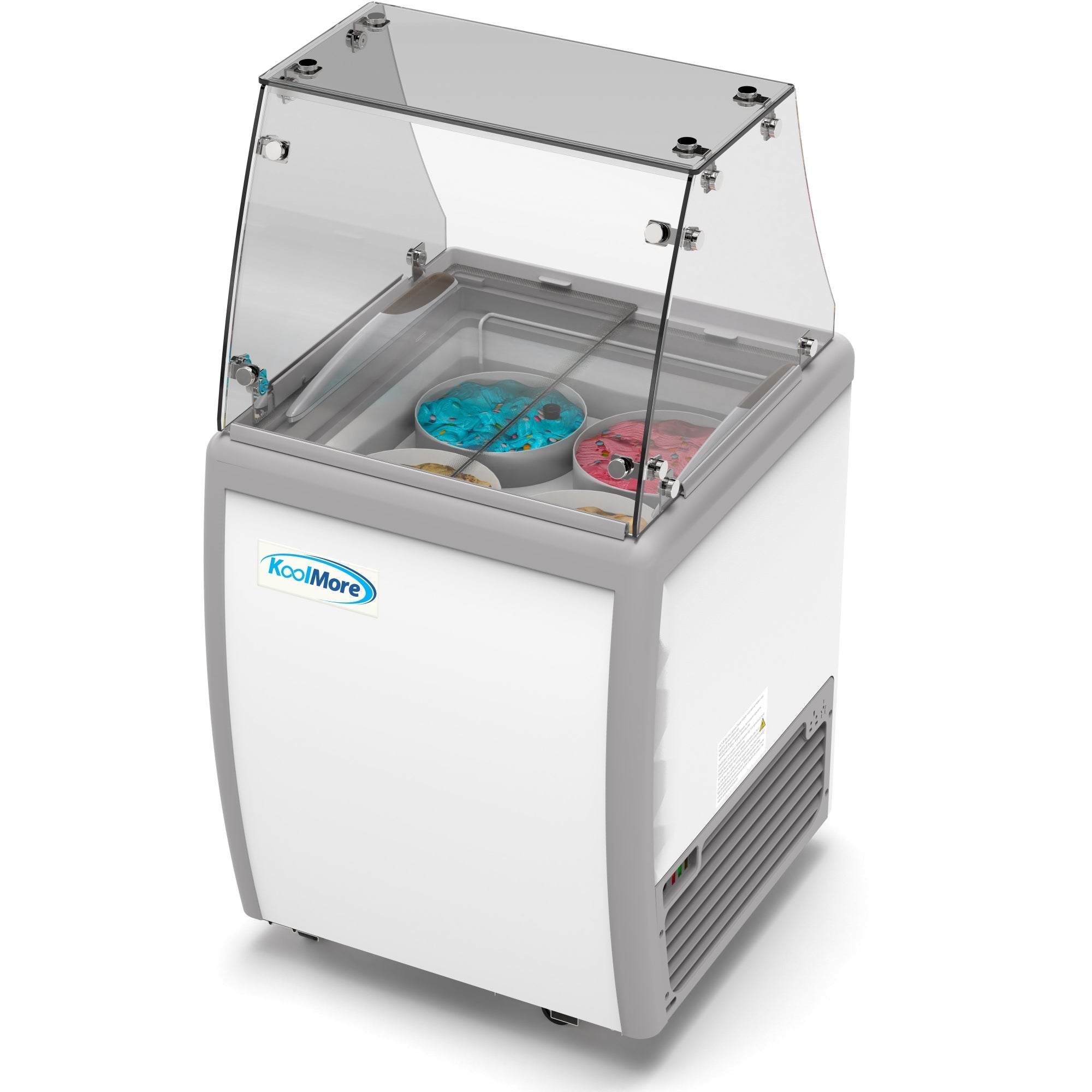 26 in. 4 Tub Ice Cream Dipping Cabinet Display Freezer with Sliding Glass Door and Sneeze Guard, 6 cu. ft.