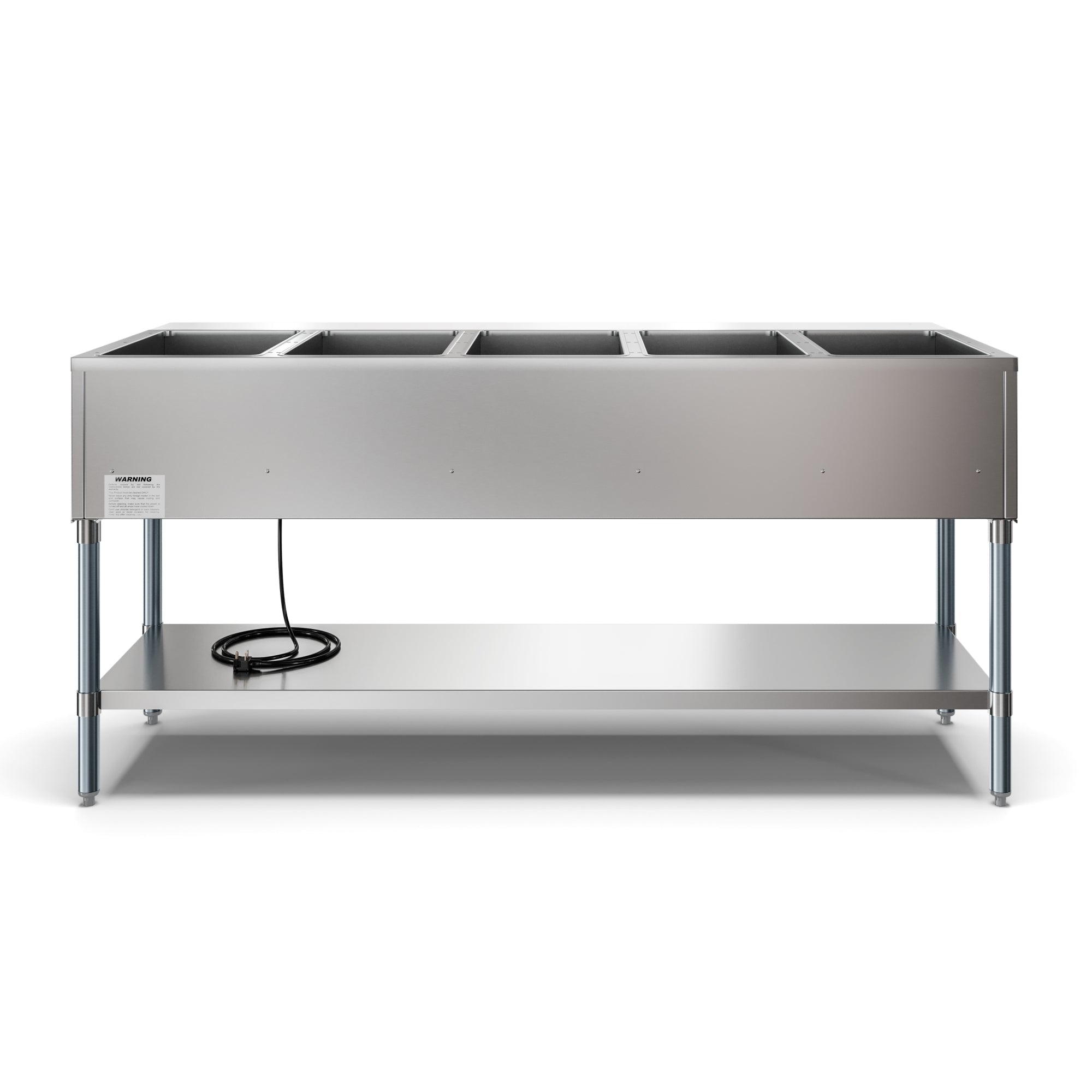 Five Pan Open Well Electric Steam Table with Undershelf, 240V
