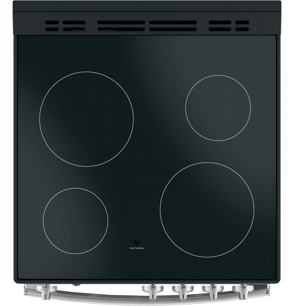 GE® ENERGY STAR® 24" Free-Standing/Slide-in Front Control Range with Steam Clean and Large Window