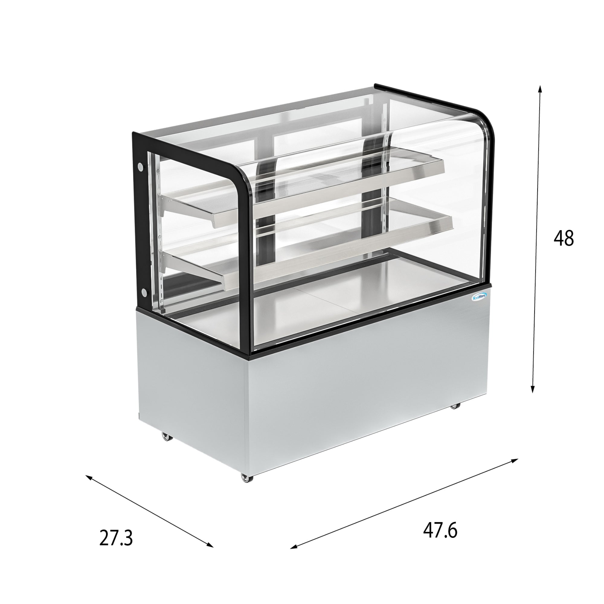 47 in. Dry Bakery Display Case with Front Curved Glass Protection, 14 cu ft.