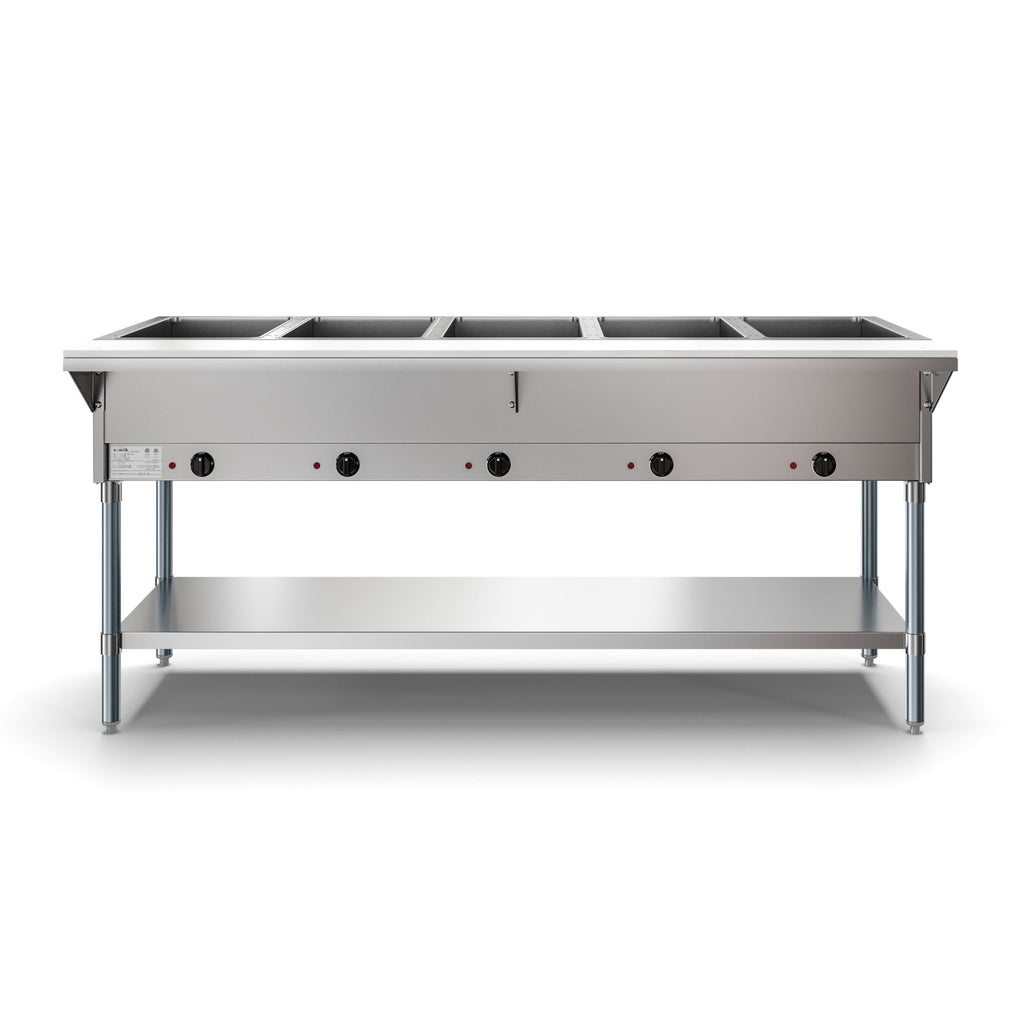 Five Pan Open Well Electric Steam Table with Undershelf, 240V