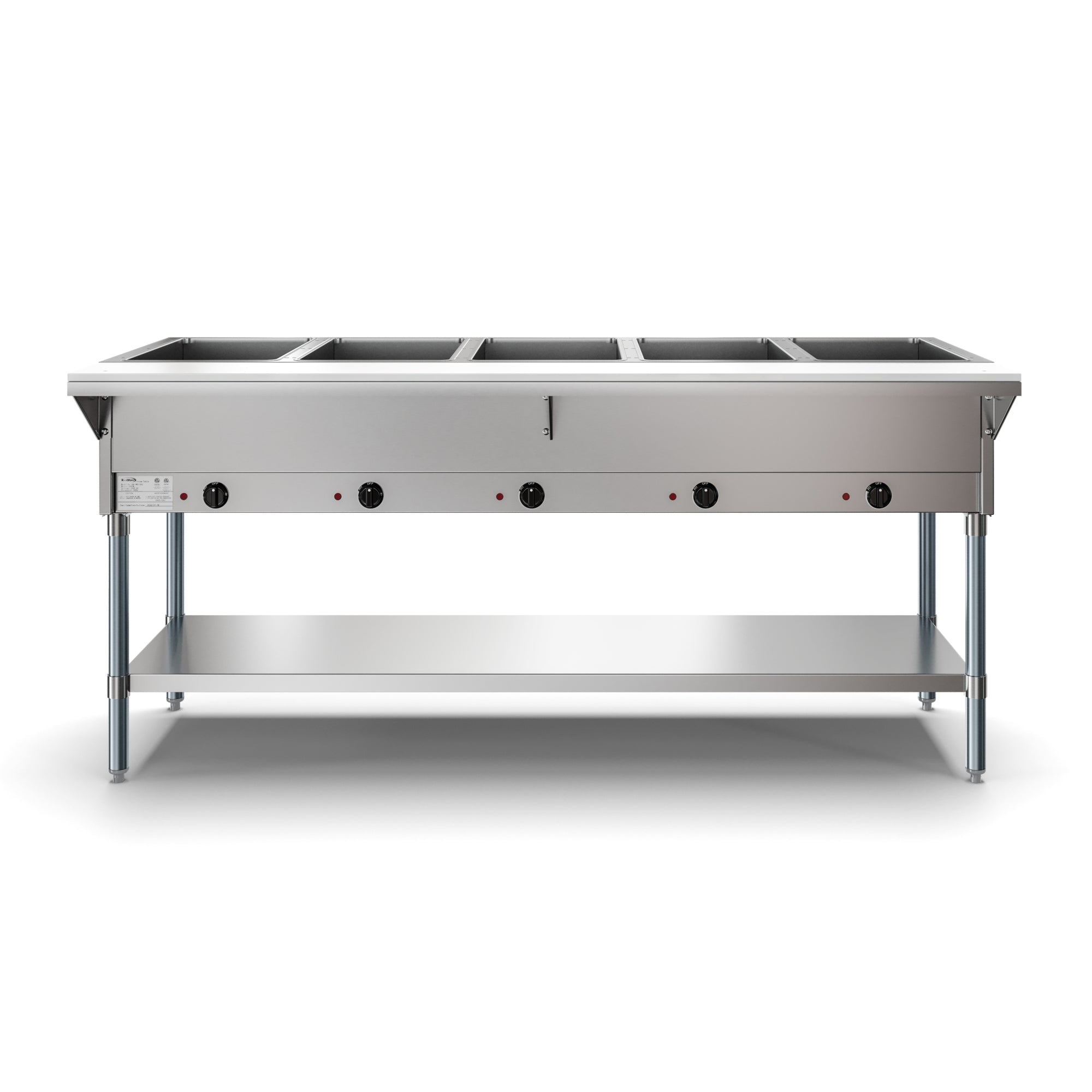 Five Pan Open Well Electric Steam Table with Undershelf, 240V