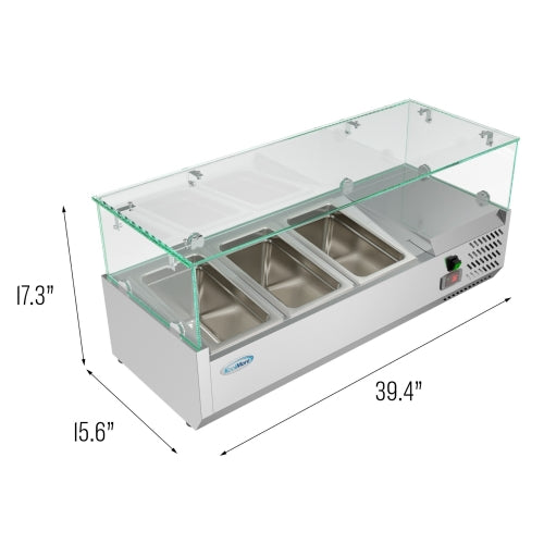 40 in. Three Pan Refrigerated Countertop Condiment Prep Station