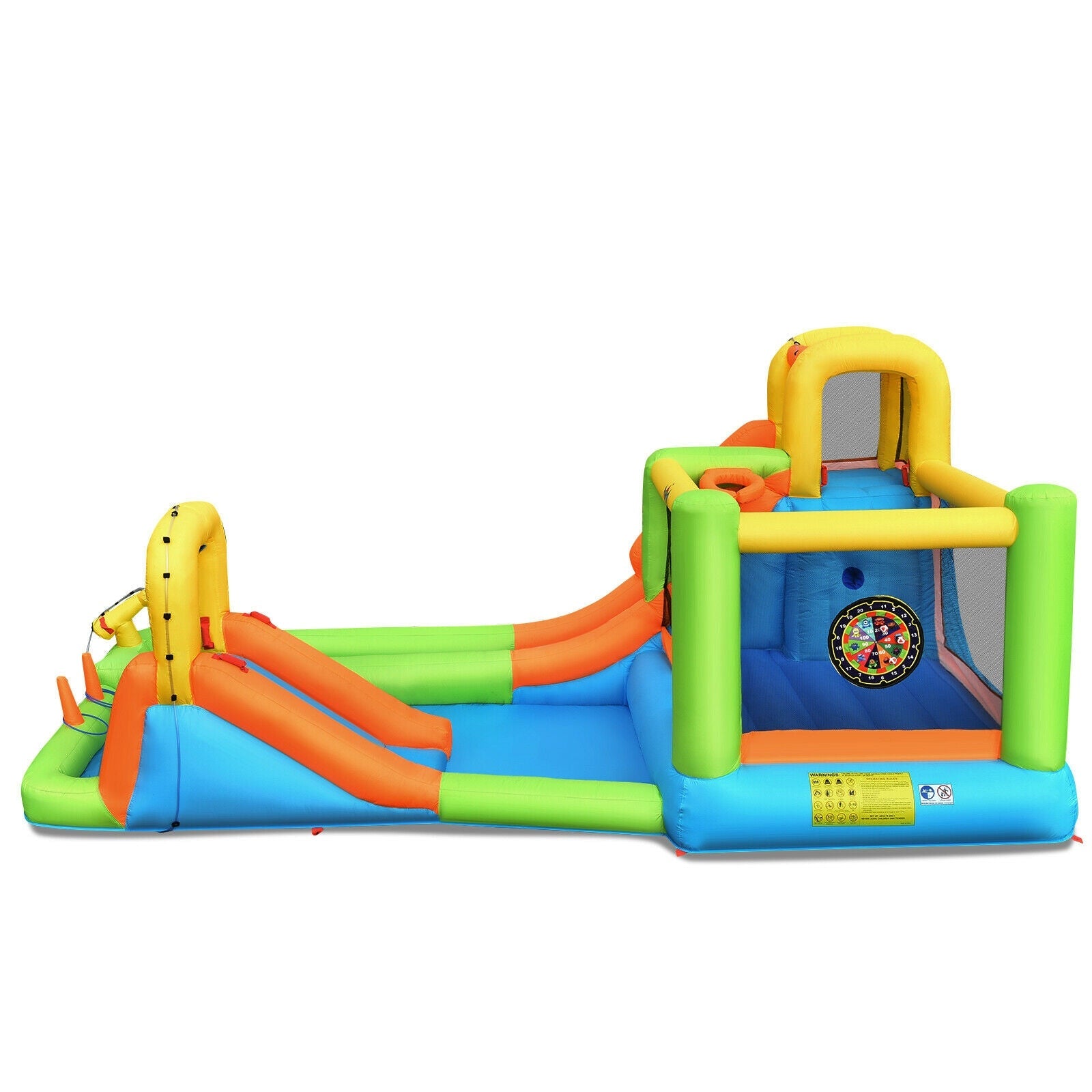 Costway 8-in-1 Inflatable Water Slide Bounce House Splash Pool w/ 735W Blower 85693124 New