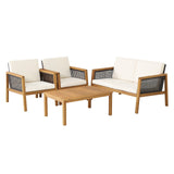 Costway 4-Piece Patio Rattan Furniture Set Removable Cushions White 42961830 New