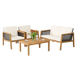 Costway 4-Piece Patio Rattan Furniture Set Removable Cushions White 42961830 New
