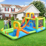 Costway 8-in-1 Inflatable Water Slide Bounce House Splash Pool w/ 735W Blower 85693124 New