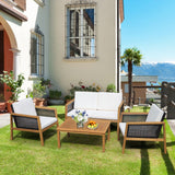 Costway 4-Piece Patio Rattan Furniture Set Removable Cushions White 42961830 New