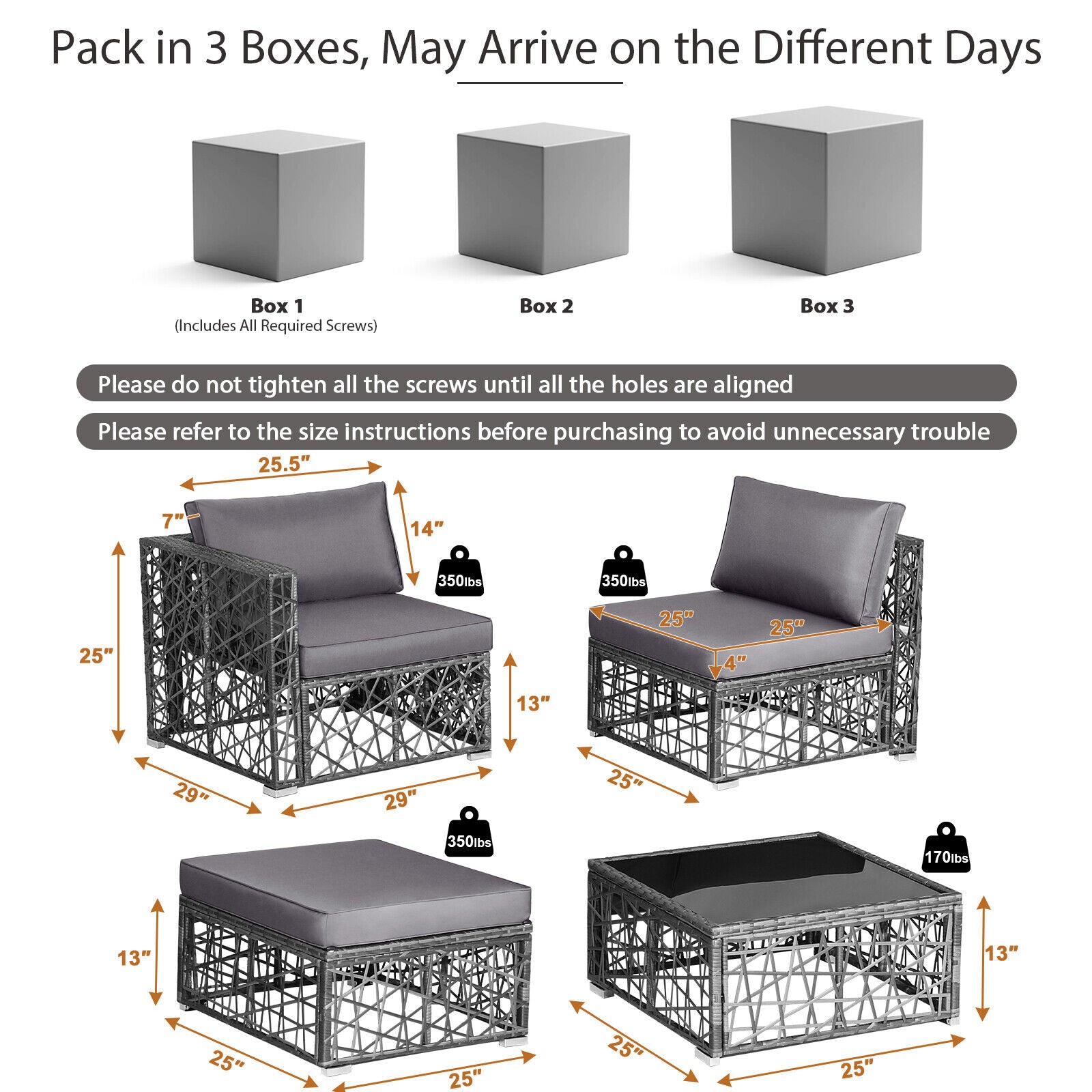 Costway 5-Pc Patio PE Rattan Wicker Sofa Furniture Set Gray 49013285 New