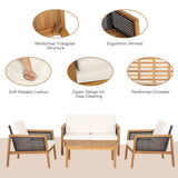 Costway 4-Piece Patio Rattan Furniture Set Removable Cushions White 42961830 New