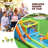 Costway 8-in-1 Inflatable Water Slide Bounce House Splash Pool w/ 735W Blower 85693124 New